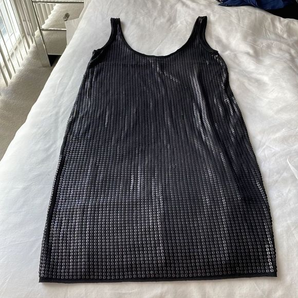 Black Matte Sequin Vince Dress, Size XS - Picture 5 of 6